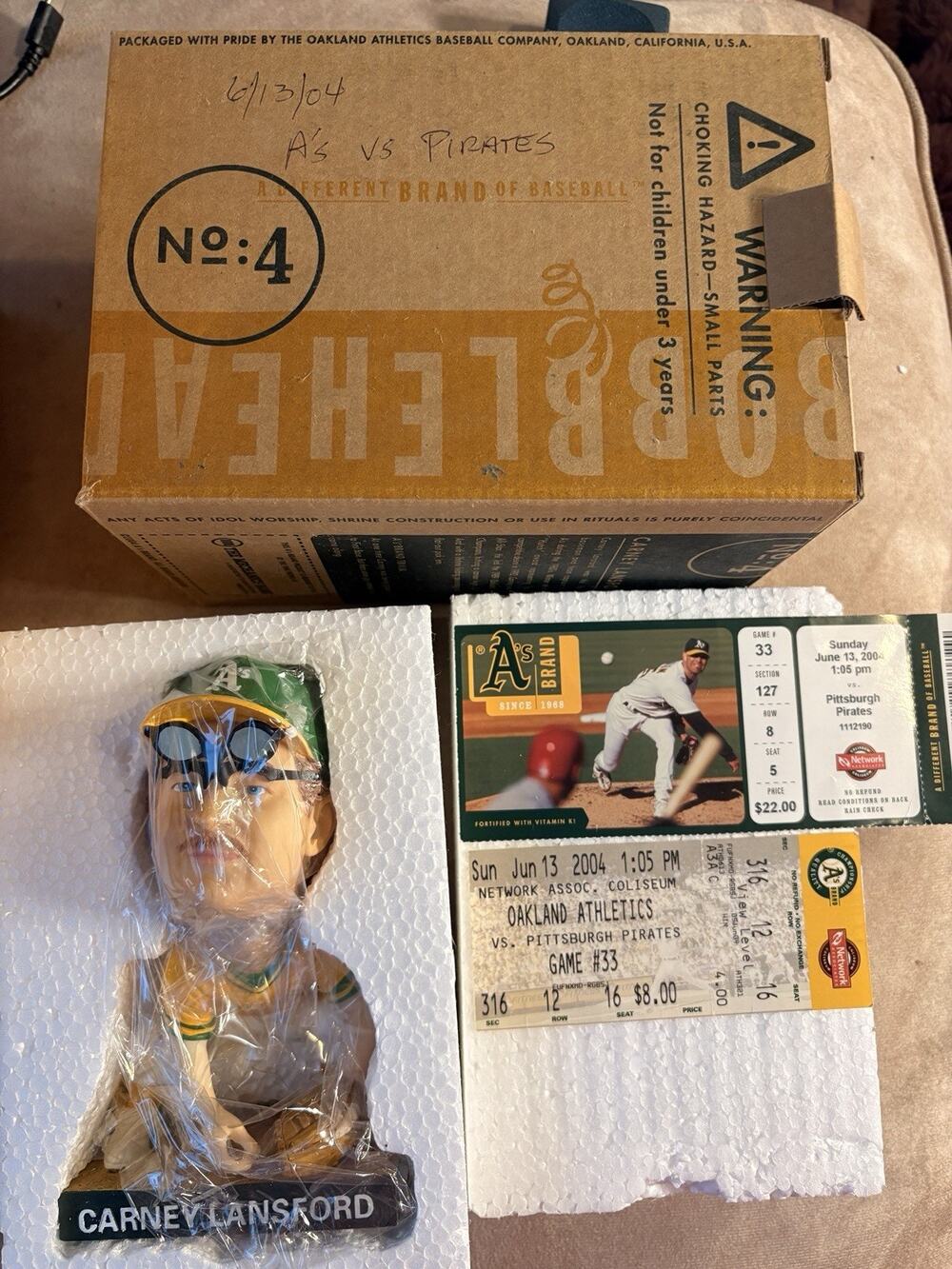 2002 Carney Lansford Oakland Athletics Bobblehead Statuim Giveaway MLB Baseball